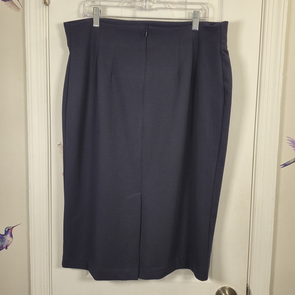 M&J Collection Navy Blue Pencil High Waist Skirt Tailored Workwear Essential 14 - Picture 2 of 5
